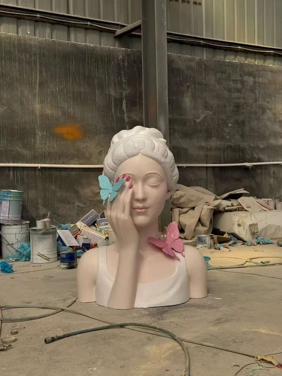 Fiberglass Beauty Bust Sculpture For Mall Salon Shop Decor — view 3