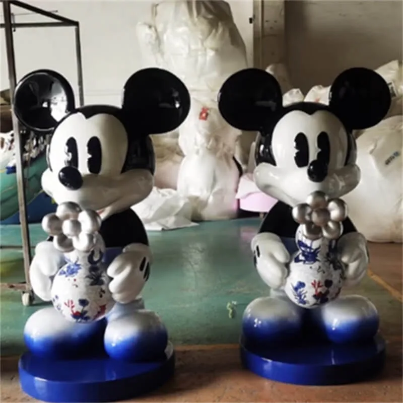 Fiberglass Blue-and-White Mickey Sculpture | Trendy IP Indoor Outdoor Photo Spot Decor — view 2
