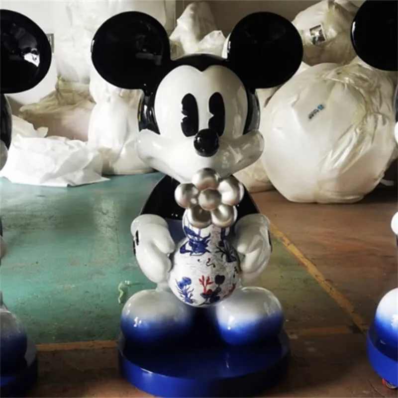 Fiberglass Blue-and-White Mickey Sculpture | Trendy IP Indoor Outdoor Photo Spot Decor