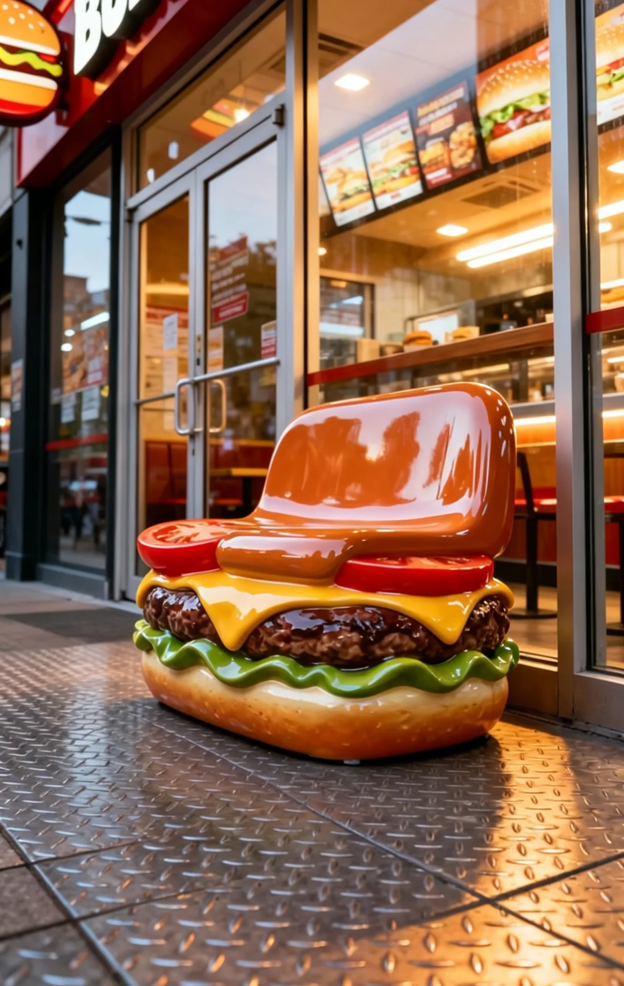 Fiberglass Burger Sofa & Chairs | FRP Fast Food Themed Commercial Furniture — view 3