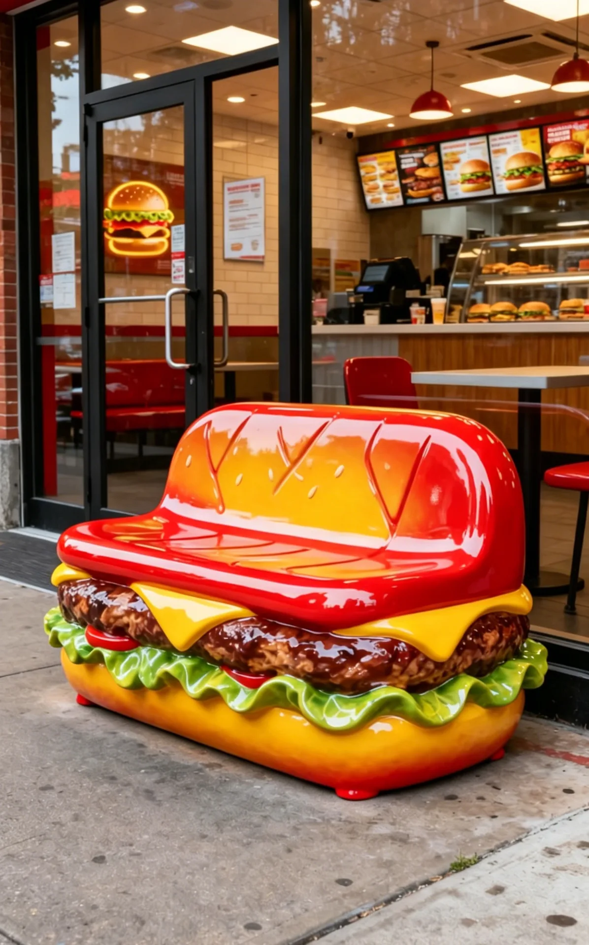 Fiberglass Burger Sofa & Chairs | FRP Fast Food Themed Commercial Furniture — view 4