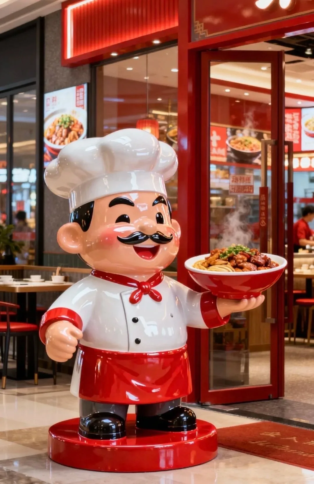 Fiberglass Chef Statue, Cartoon Restaurant Mascot, Custom Food Store Decor for Business — view 3