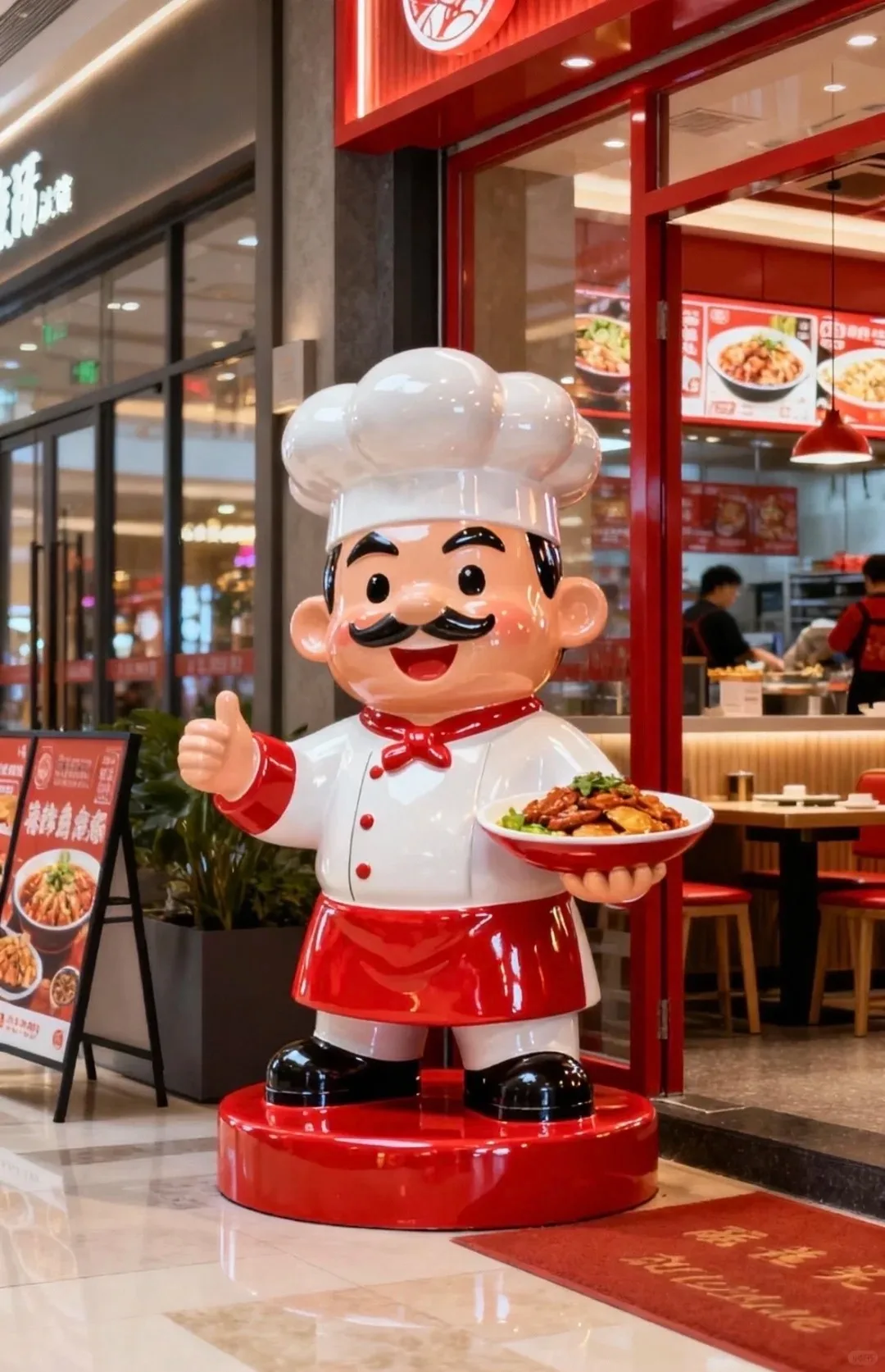 Fiberglass Chef Statue, Cartoon Restaurant Mascot, Custom Food Store Decor for Business — view 2