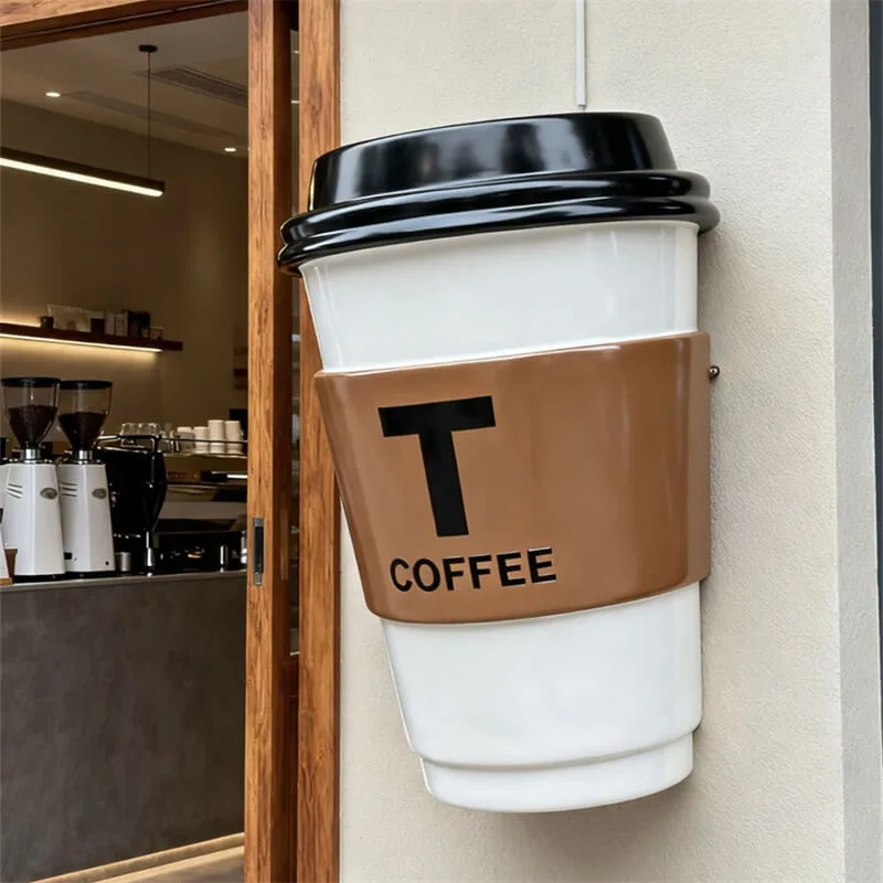 Fiberglass Coffee Cup Sculpture | 3D Cafe Facade Decoration & Custom Branded Coffee Cup Statue — view 4