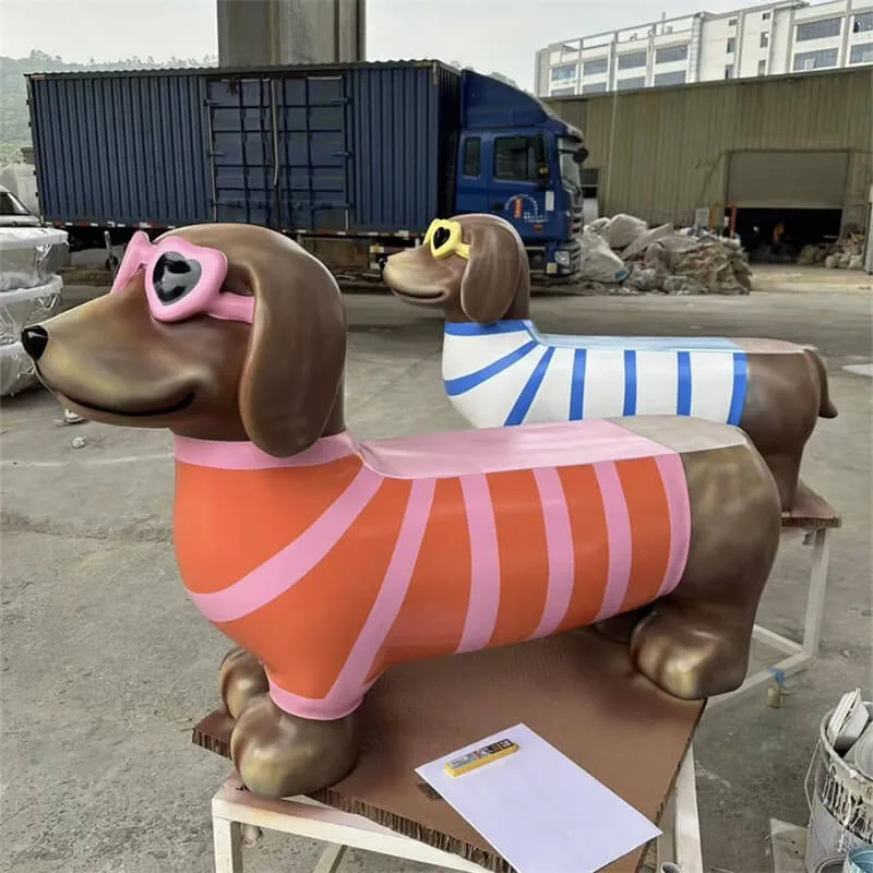 Fiberglass Dachshund Chair | Cartoon IP Seat for Mall Decor & Outdoor Rest — view 4