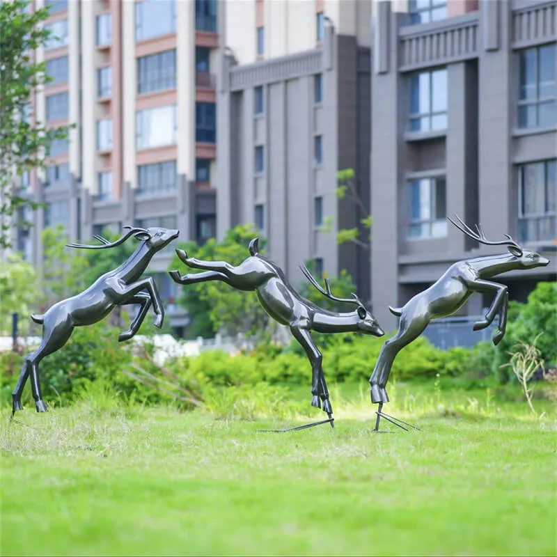 Fiberglass Geometric Antelope Sculpture | Outdoor Garden Ornament for Community & Hotel — view 4
