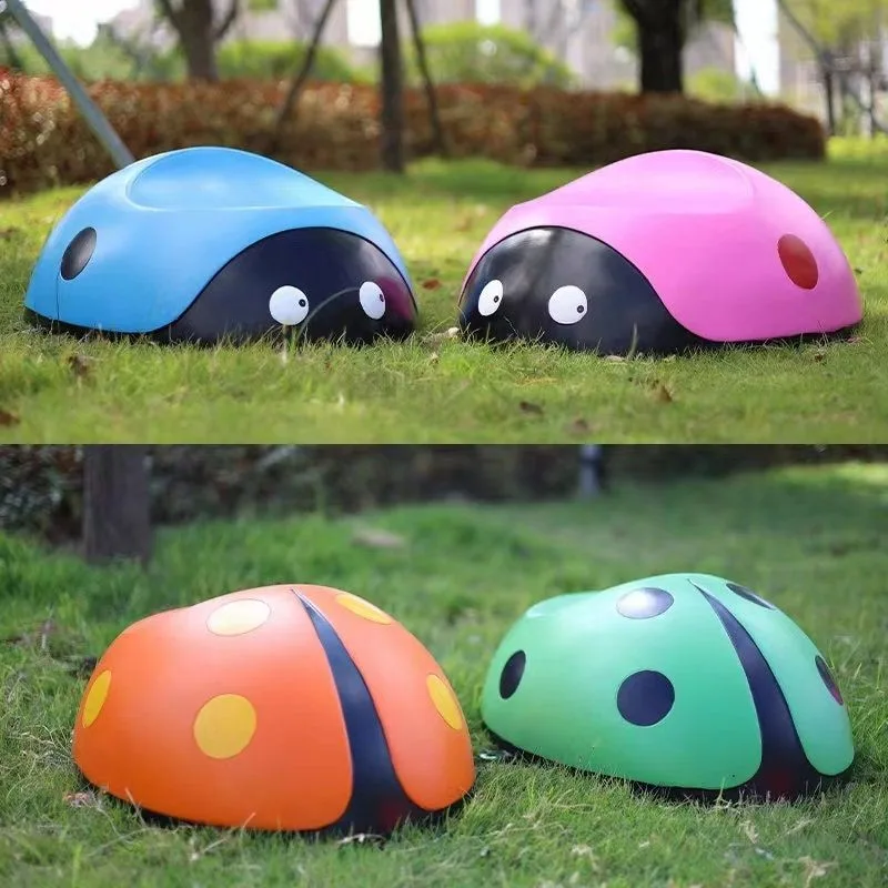 Fiberglass Ladybug Sculpture For Garden Landscape Solar Light & Lawn Ornament