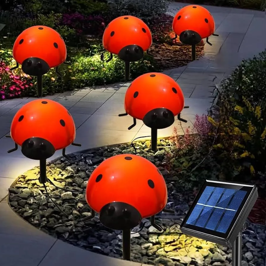 Fiberglass Ladybug Sculpture For Garden Landscape Solar Light & Lawn Ornament — view 2