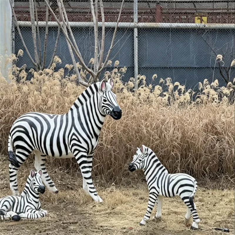 Fiberglass Life-Size Zebra Sculpture | Outdoor Garden Animal Statue | Custom Zebra Decor for Parks & Zoos — view 3