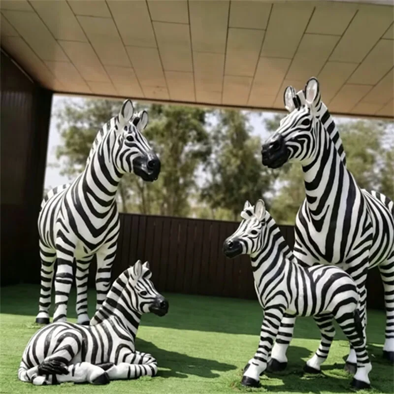Fiberglass Life-Size Zebra Sculpture | Outdoor Garden Animal Statue | Custom Zebra Decor for Parks & Zoos — view 4
