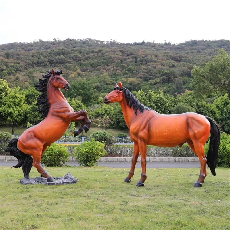 Fiberglass Realistic Horse Sculpture Large Galloping Horse Group Horse Sculpture for Outdoor Garden, Real Estate & Grand Opening Decor — view 4