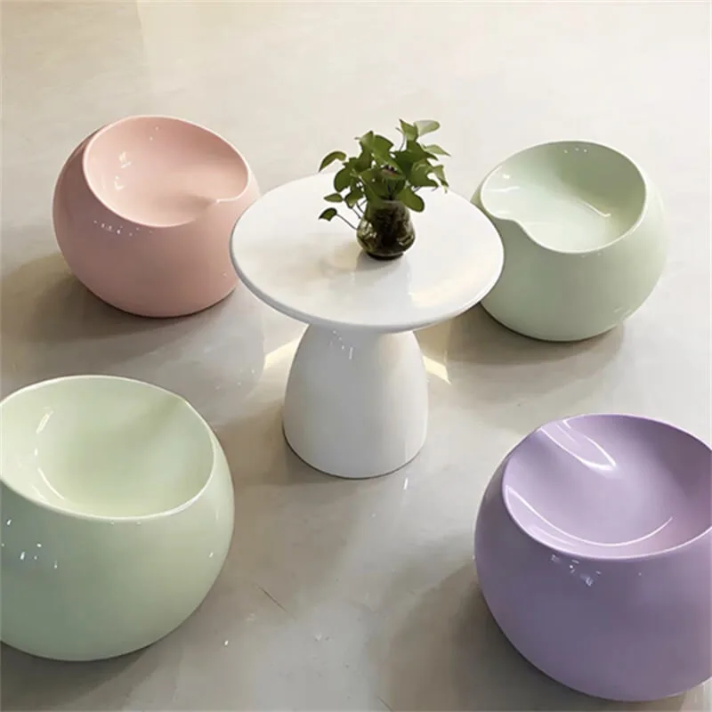 Fiberglass Rounded Apple Stool | Macaron‑Colored Healing Leisure Seat, Custom Furniture for Home & Commercial Use — view 4