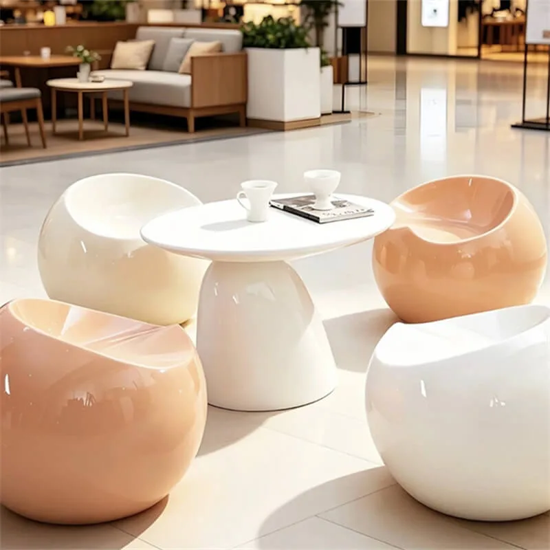 Fiberglass Rounded Apple Stool | Macaron‑Colored Healing Leisure Seat, Custom Furniture for Home & Commercial Use — view 3