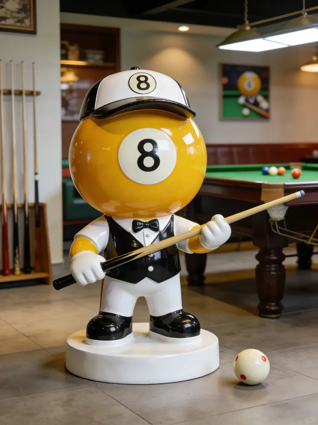 Fiberglass Sculpture Design – Billiards Ball Character Statue for Pool Halls