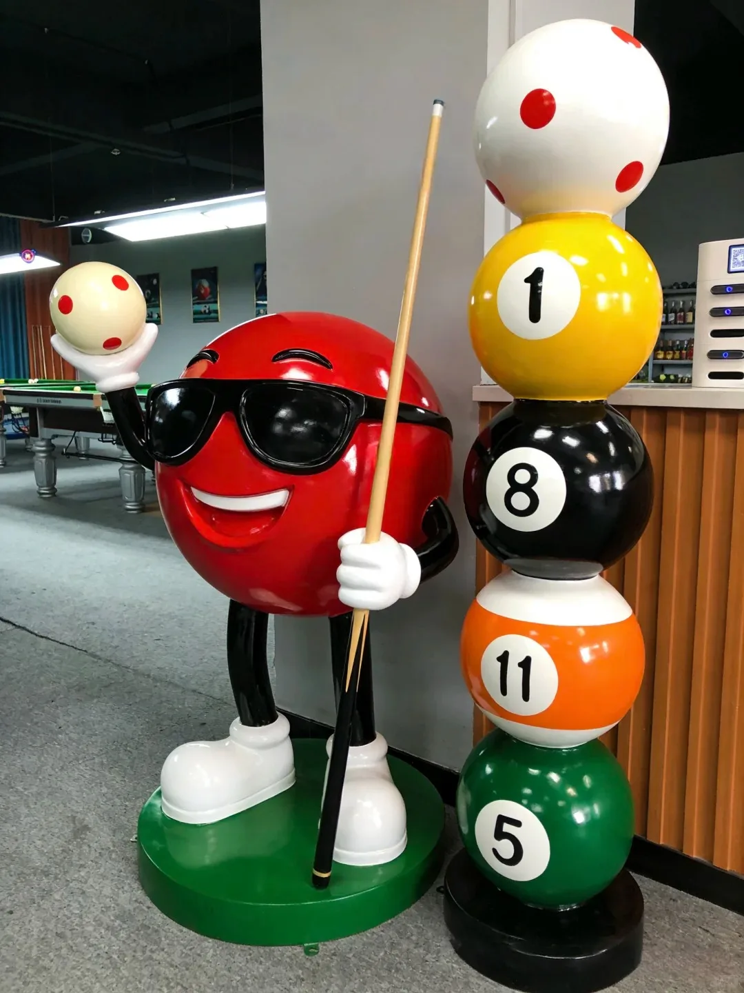 Fiberglass Sculpture Design – Billiards Ball Character Statue for Pool Halls — view 4