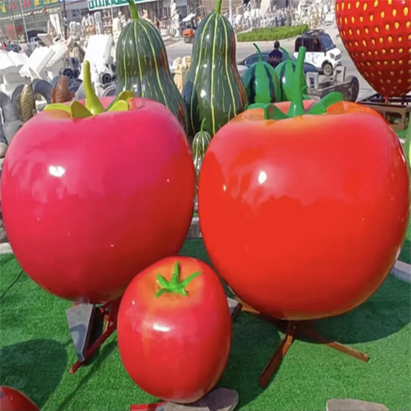 Fiberglass Tomato Sculpture, Realistic & Cartoon Style Tomato Ornament, Outdoor Park & Farm Photo Spot Decoration — view 4