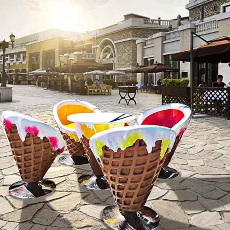 Fiberglass Waffle Cone Shape Ice Cream Furniture For Shop Decoration — view 4