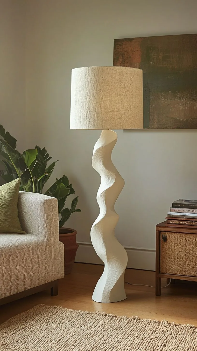Fiberglass Wavy Curve Floor Lamp For Wabi-Sabi Living Room Decor Lighting — view 2