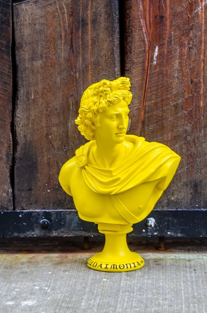 Fiberglass Yellow Apollo Bust Sculpture For Modern Interior Art Table Decor — view 4