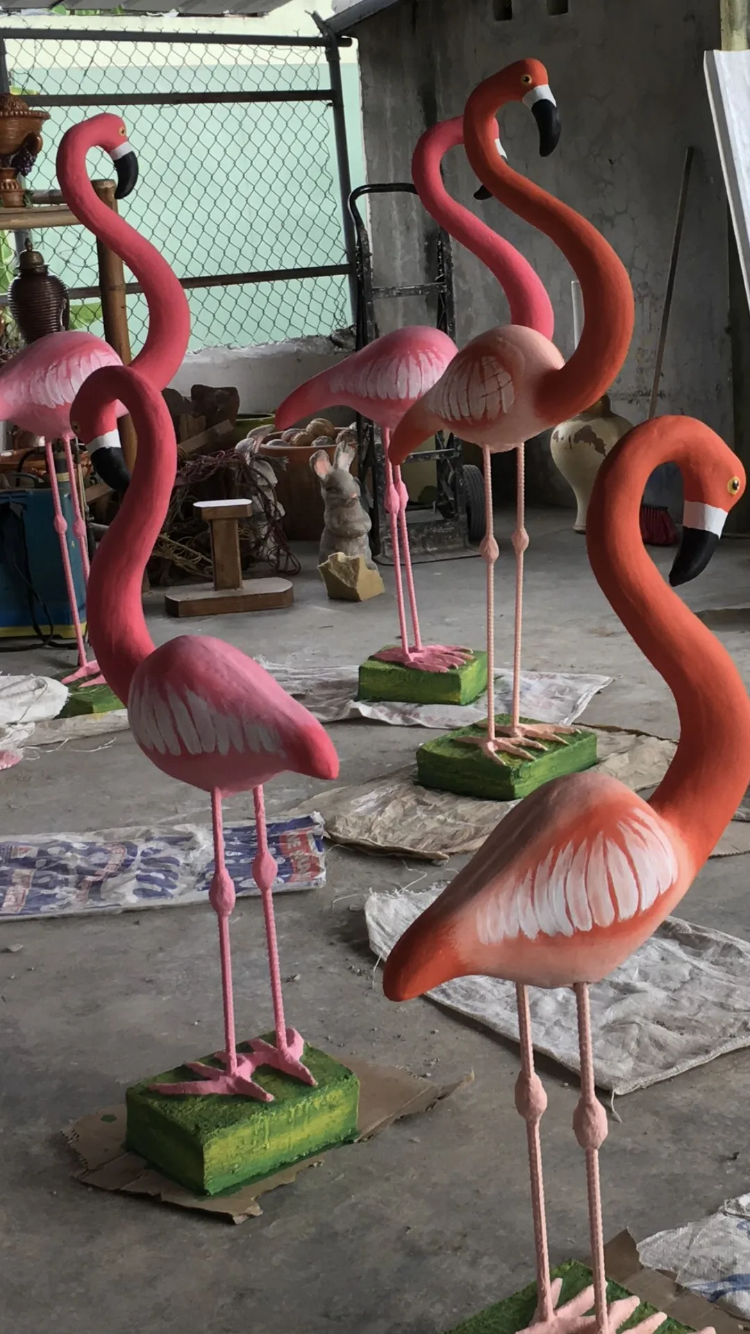 Flamingo Fiberglass Statue for Garden, Poolside & Tropical Decor — view 3