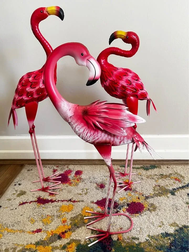 Flamingo Fiberglass Statue for Garden, Poolside & Tropical Decor — view 2