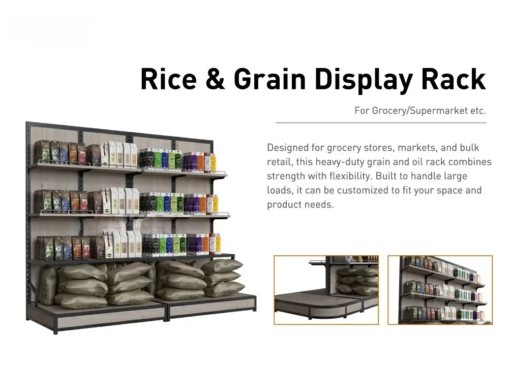 Floor Standing Rice & Grain Display Shelving – Heavy Duty Retail Storage for Supermarkets, Grocery Stores & Bulk Food Shops — product detail 1
