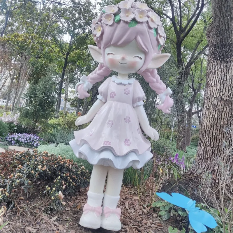 Forest Elf Little Girl Sculpture FRP Material Outdoor Landscape Viral Decor — view 2