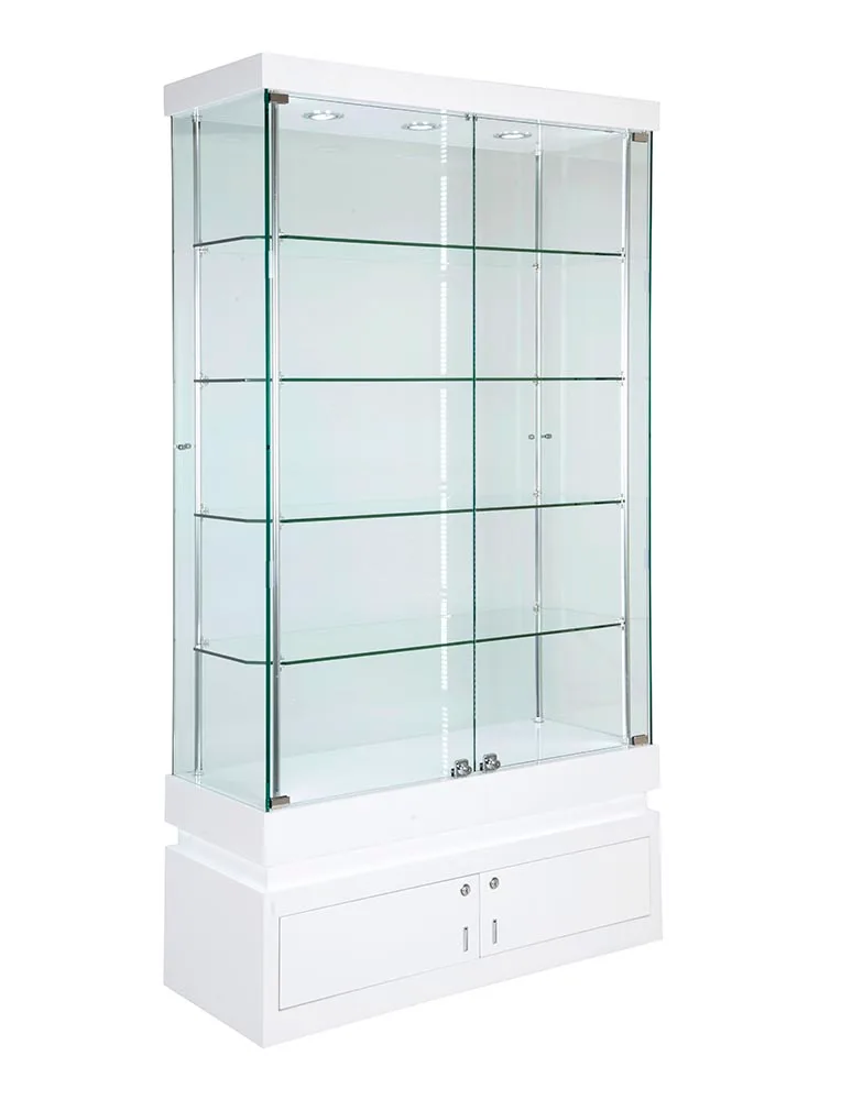 Frameless Glass Display Cabinet – White Gloss | 1000 x 400 x 1900mm | LED Lighting | Lockable | Ready to Use — view 3