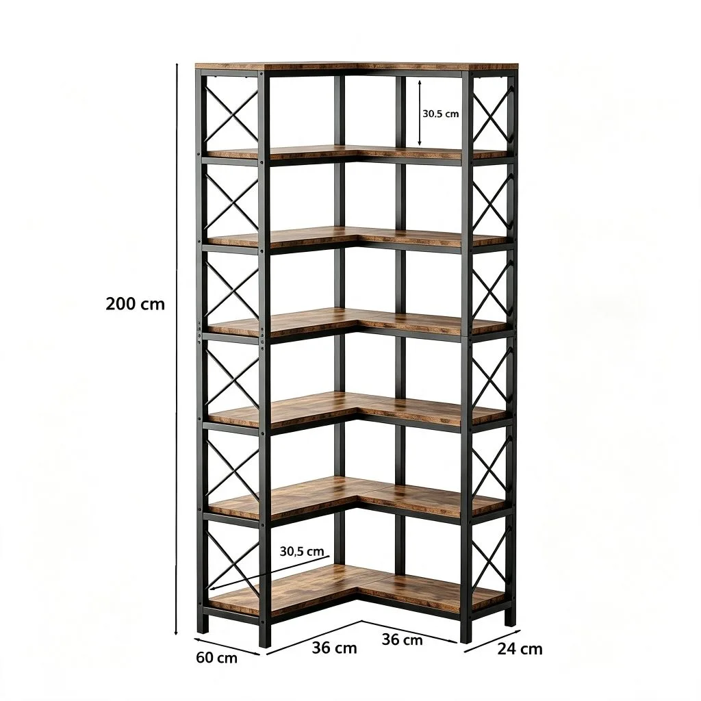Freestanding 6‑Tier L‑Shaped Corner Shelf for Retail Store — product detail 1