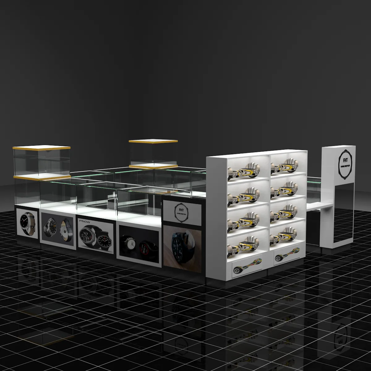 Freestanding Modular Watch Retail Kiosk for Shopping Mall Outlets — view 4