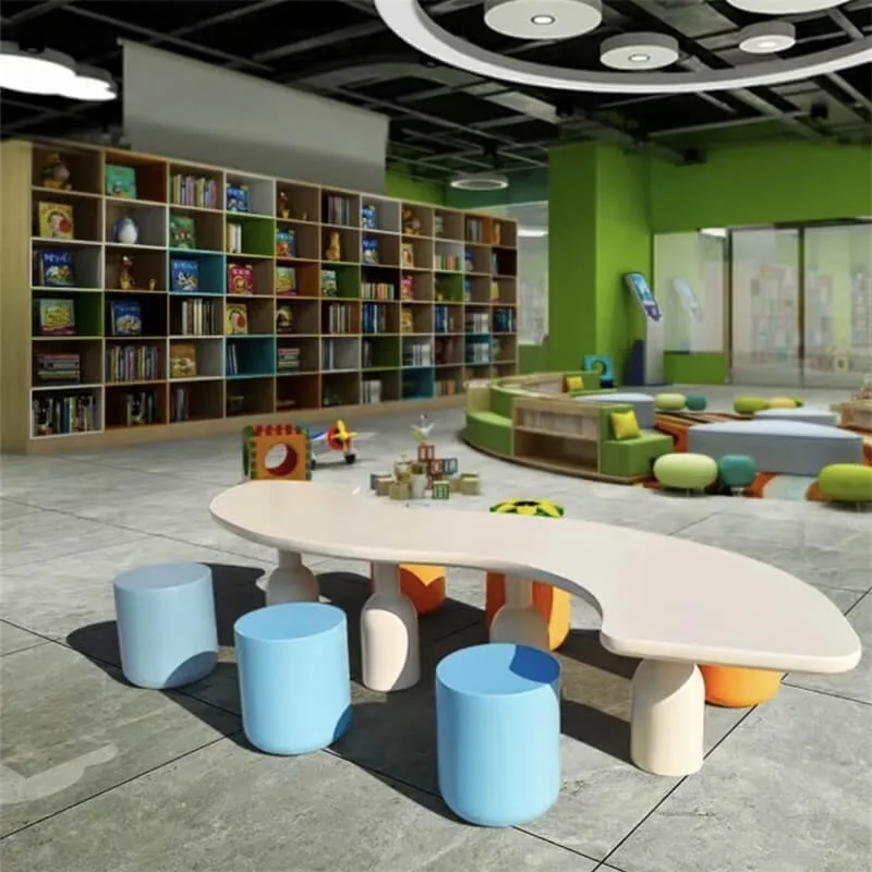 Fresh‑Colored Fiberglass Table & Chair | Playful Irregular Leisure Furniture, Custom Set for Home & Commercial Use