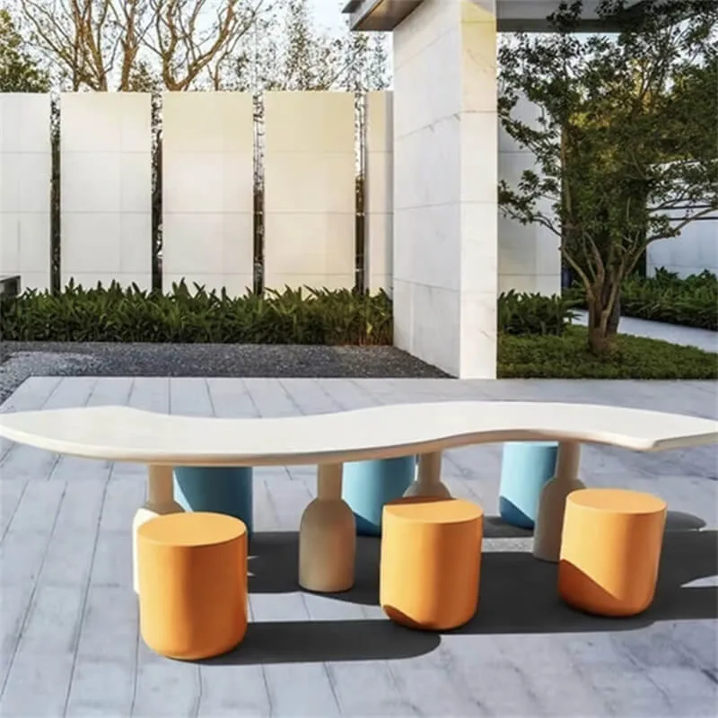 Fresh‑Colored Fiberglass Table & Chair | Playful Irregular Leisure Furniture, Custom Set for Home & Commercial Use — view 4