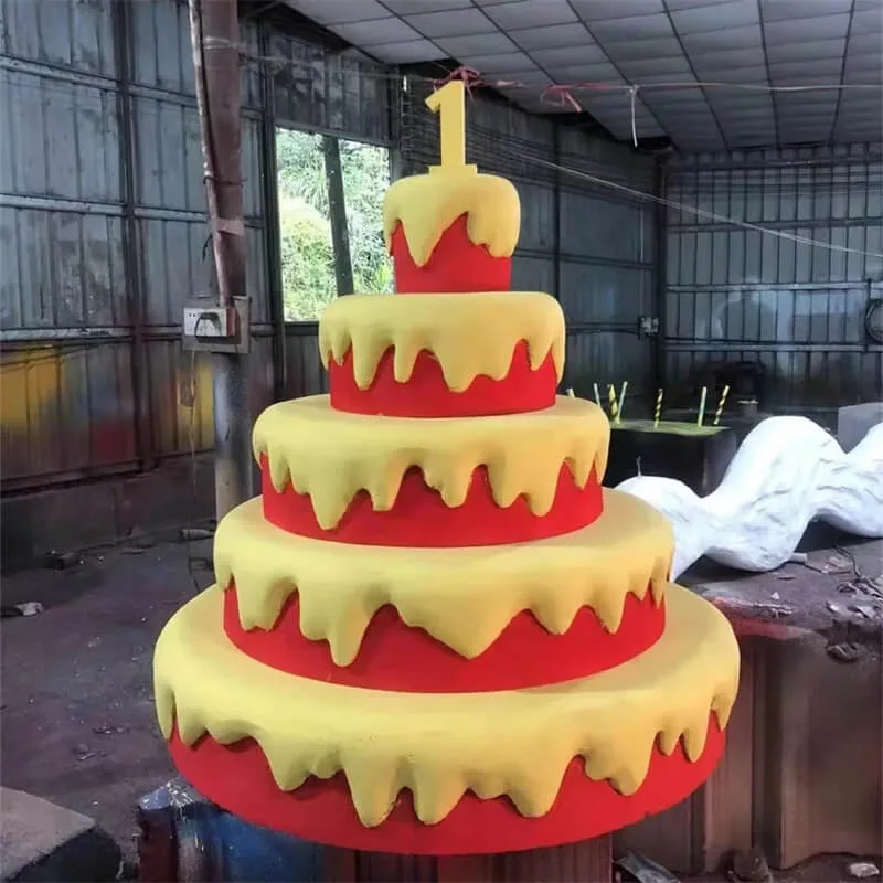 FRP Cake Sculpture – Cartoon Multi-Layer Cream Design Ornament for Mall Birthday Themed Display Installation — view 4