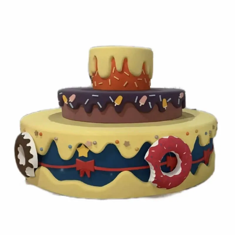 FRP Cake Sculpture – Cartoon Multi-Layer Cream Design Ornament for Mall Birthday Themed Display Installation