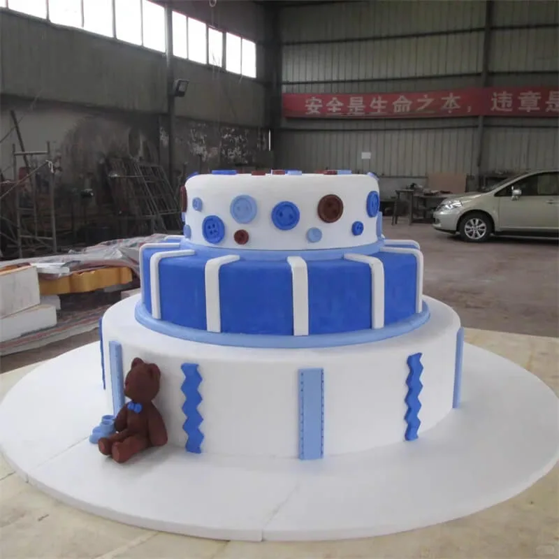 FRP Cake Sculpture – Cartoon Multi-Layer Cream Design Ornament for Mall Birthday Themed Display Installation — view 3