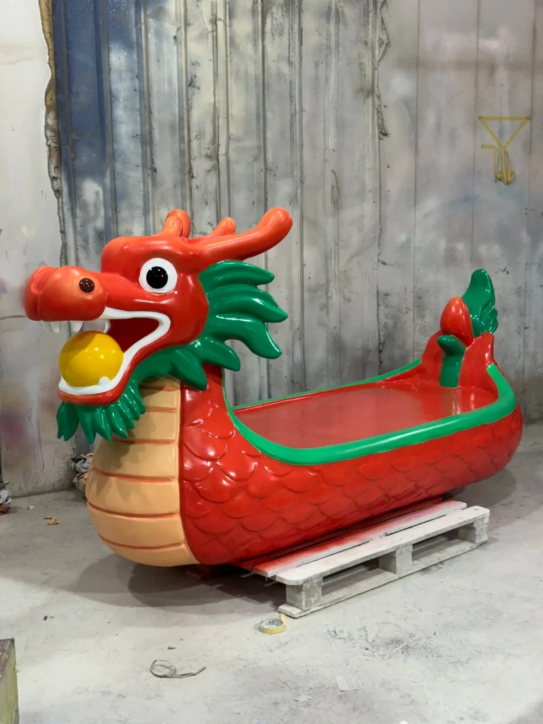 FRP Cartoon Dragon Boat Sculpture for Dragon Boat Festival Scenic Spot Decor — view 2