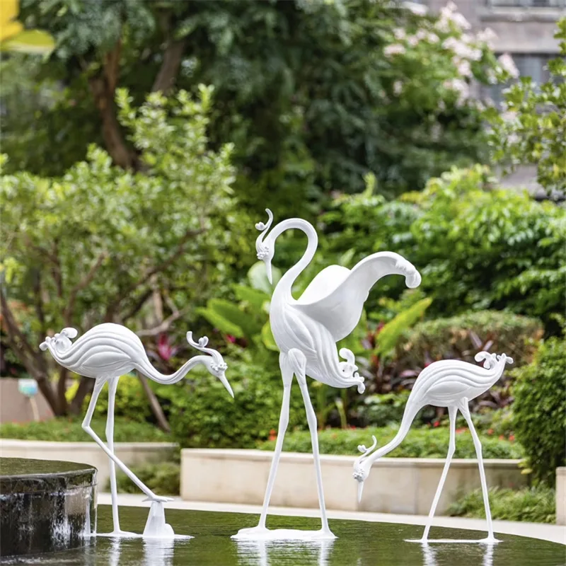 FRP Egret Sculpture | Elegant Water Feature Decor for Gardens & Commercial Spaces — view 4