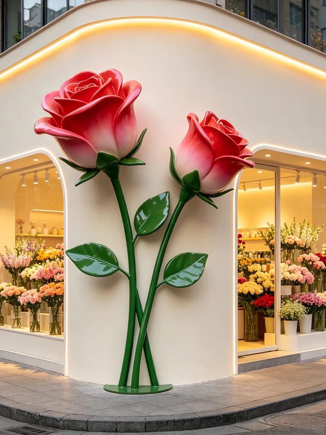 FRP Giant Flower Sculpture Series for Florist Store Front Wall Decor — view 2