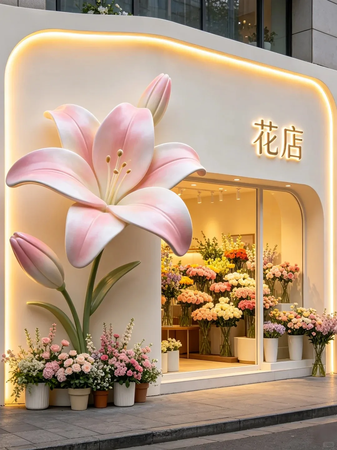 FRP Giant Flower Sculpture Series for Florist Store Front Wall Decor