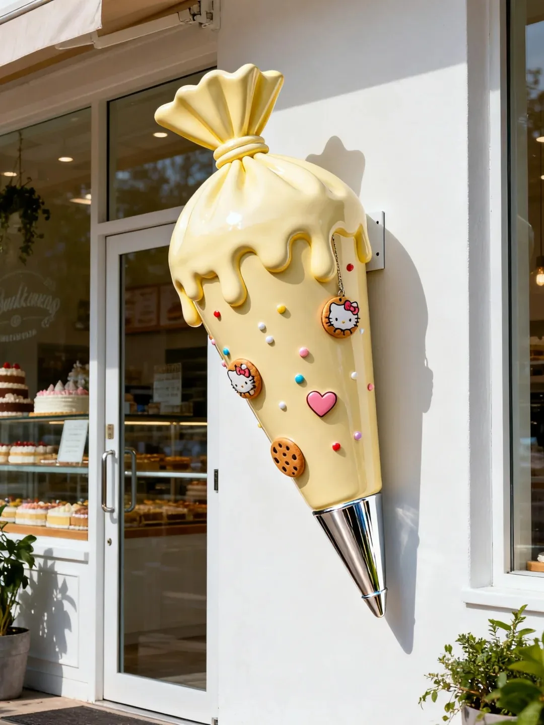 FRP Giant Pastry Piping Bag Wall Sculpture for Bakery Shop Facade Decor — view 6