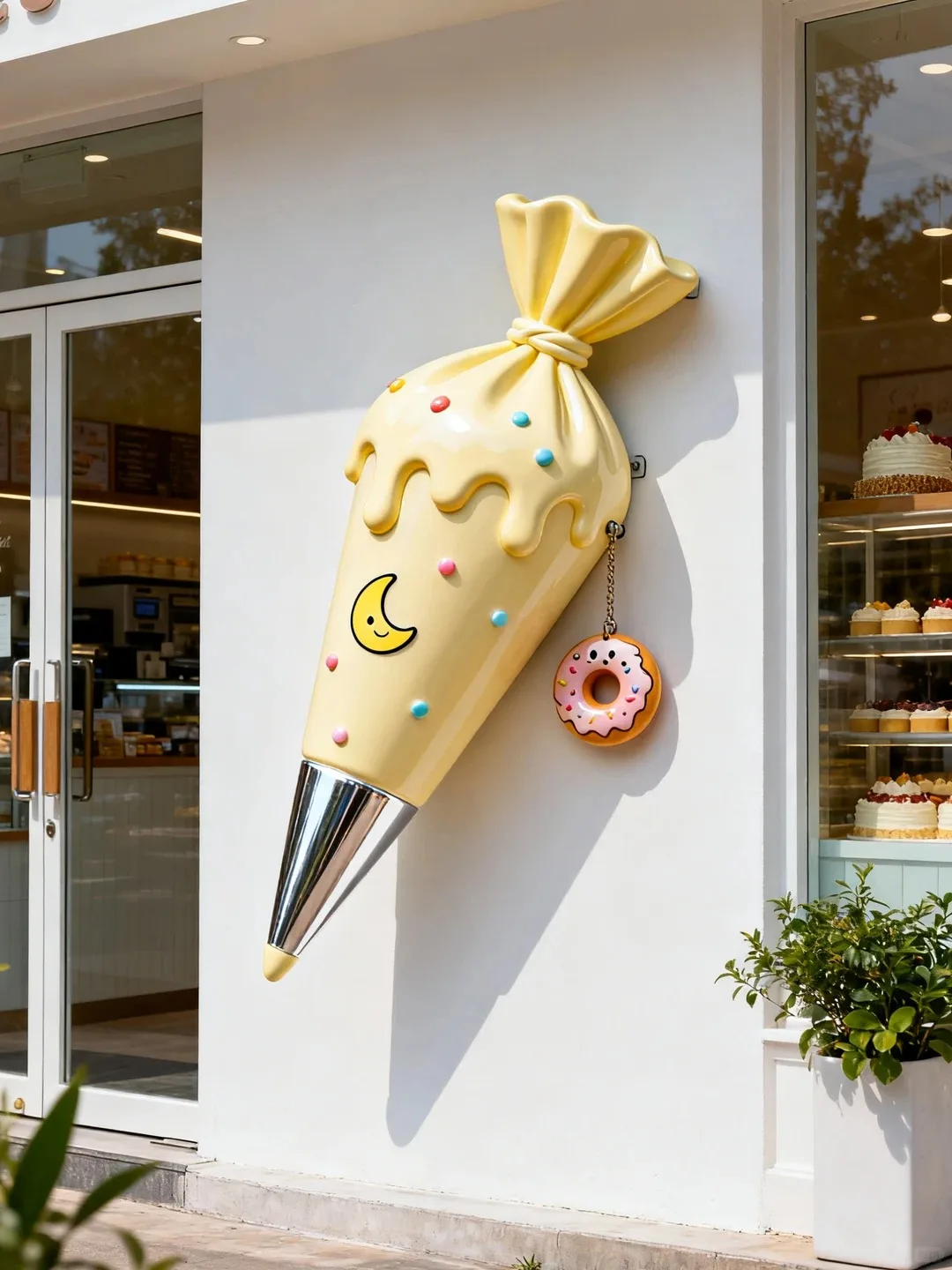 FRP Giant Pastry Piping Bag Wall Sculpture for Bakery Shop Facade Decor — view 5