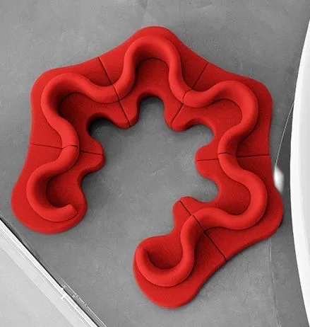 FRP Modular Wavy Curved Sofa Sculpture for Gallery Hotel Public Area Landscape Decor — view 2