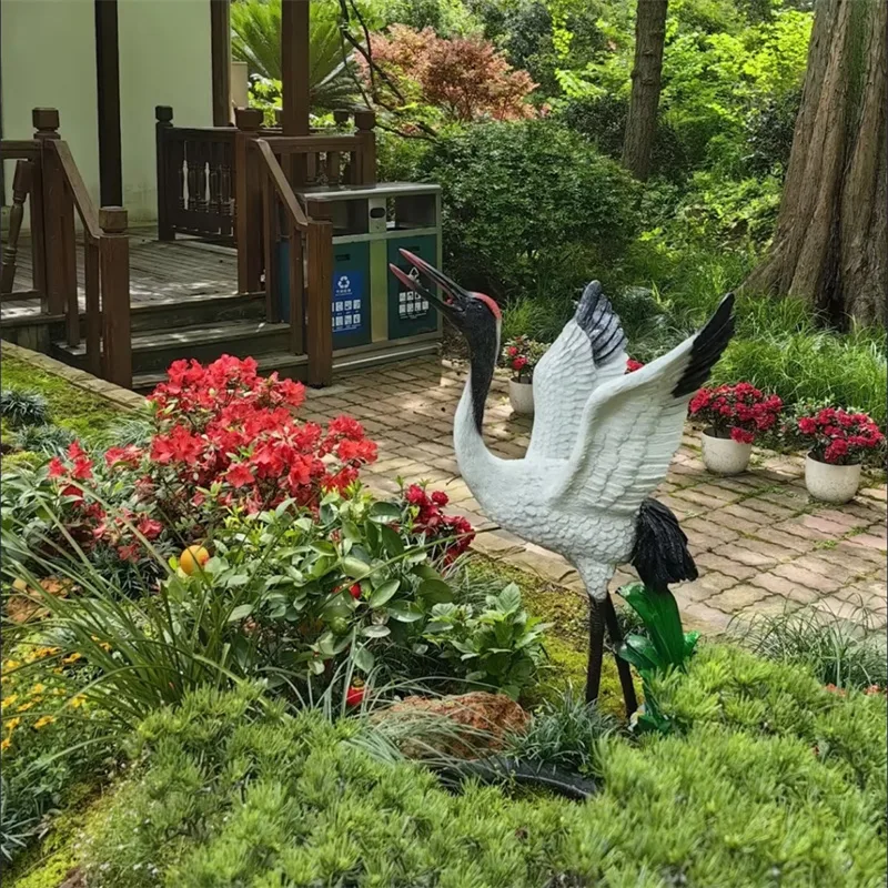 FRP Realistic Crane Sculpture | Garden Water & Courtyard Decor — view 3