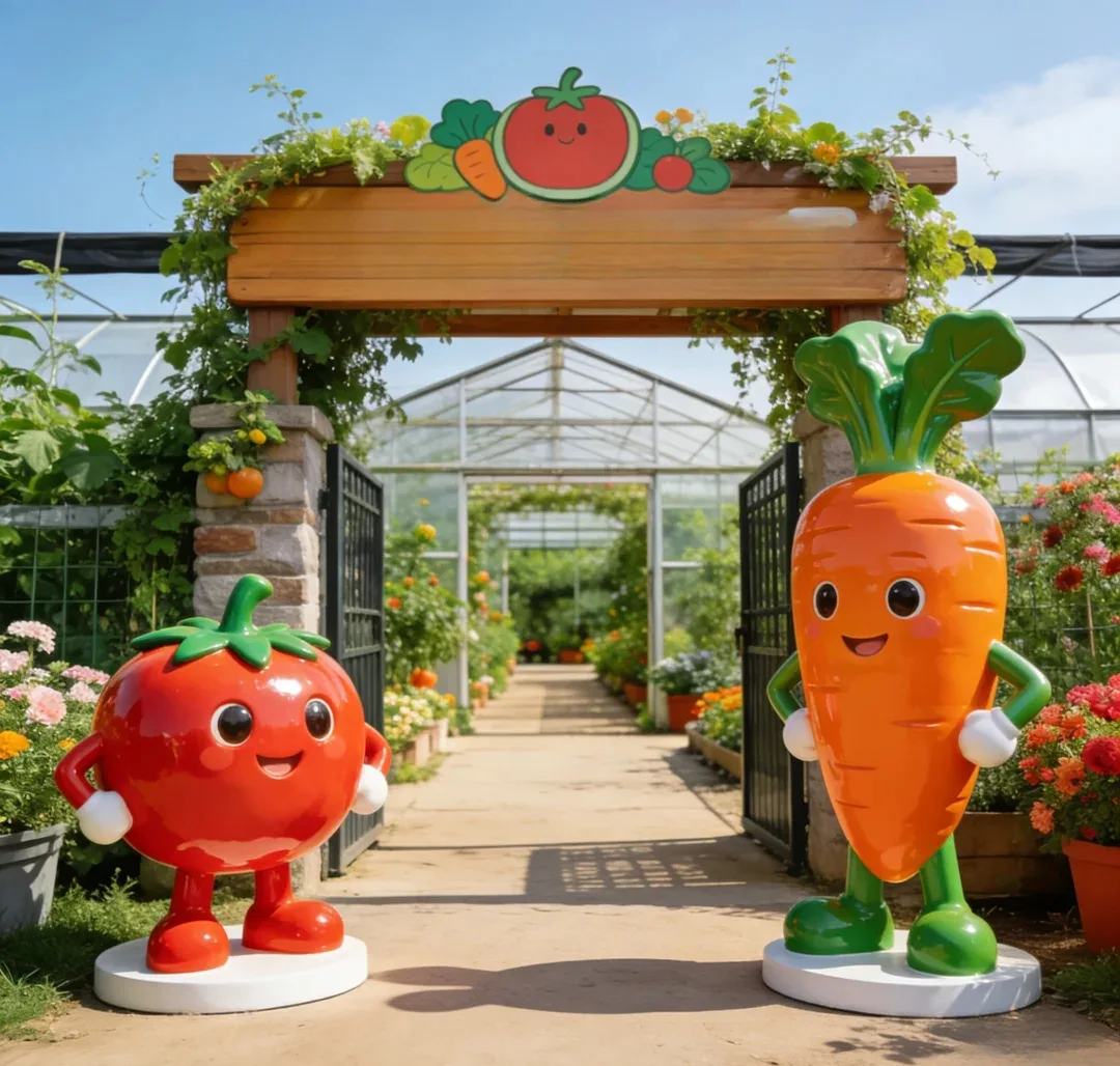 Full Cartoon Vegetable IP Fiberglass Statue Series For Farm Park — view 4