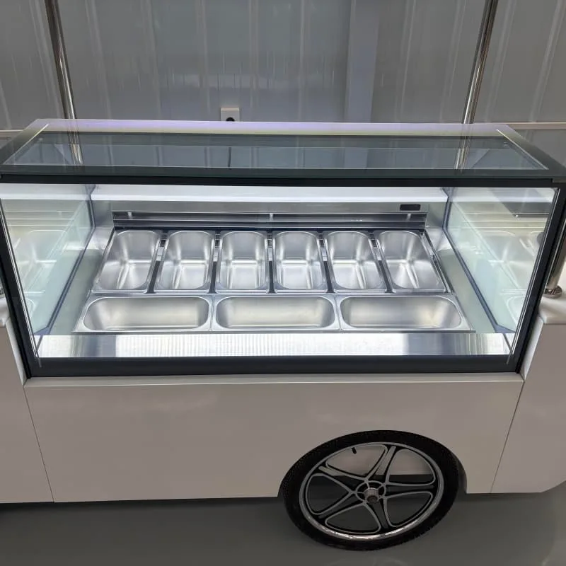 Gelato Mobile Ice Cream Cart With Light Blue Scalloped Canopy For Party Events — view 4