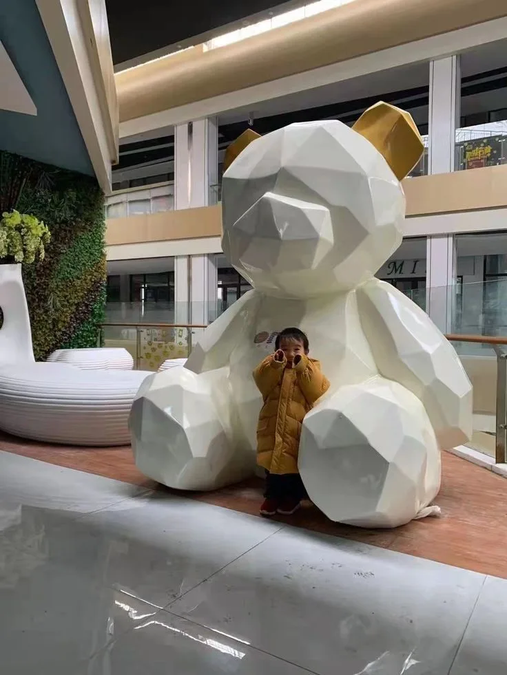 Geometric Faceted Bear Fiberglass Sculpture for Retail & Events — view 4