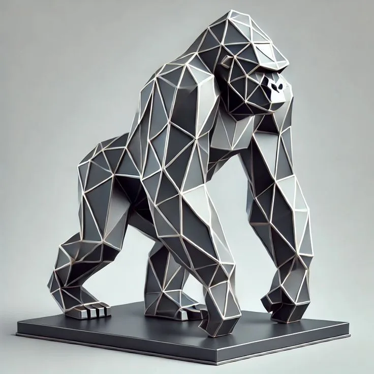 Geometric Faceted FRP Gorilla Statue for Modern Lobby & Art Gallery Decor
