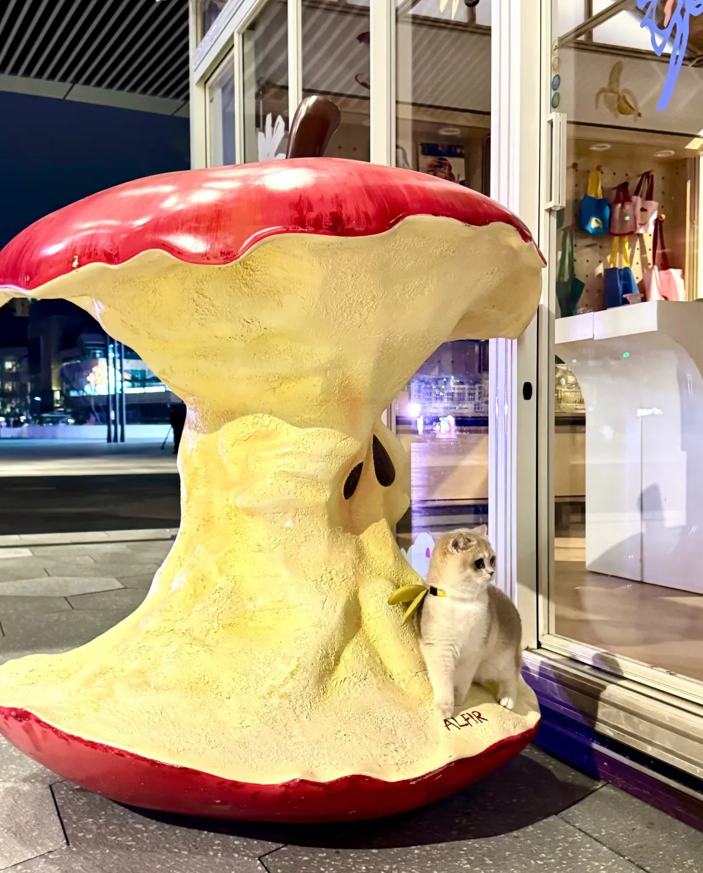 Giant Apple Core Fiberglass Sculpture For Retail Street Holiday Photo Decor — view 3