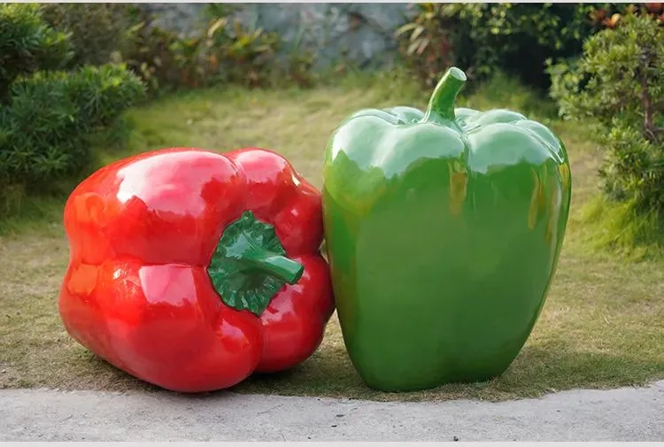 Giant Bell Pepper Fiberglass Statue for Farm & Park Landscape Decor