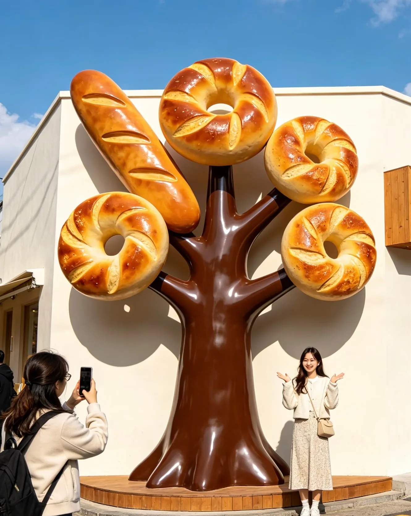 Giant Bread Tree Fiberglass Sculpture for Bakery & Cafe Outdoor Decor